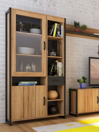 Гостиная Техно №1 Дуб золотой/Чёрный_2