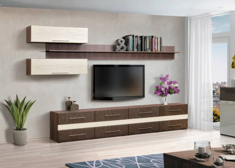 Набор мебели для гостиной Грация 9.1 МДФ матовый Венге/Смола белая/Смола черная_0