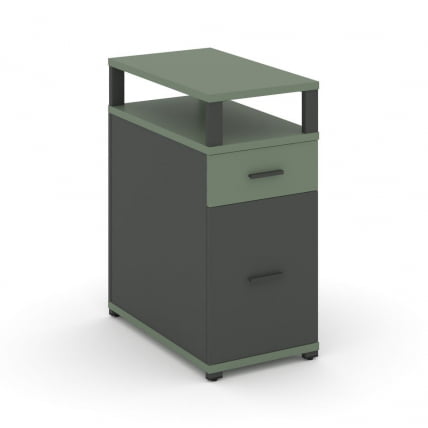 Тумба опорная/приставная с ящиком, распашным фасадом и надставкой CONCEPT CN.TGO-006 B/W Кобо Антрацит_0