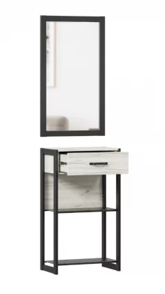 Тумба с зеркалом Техно ЛД 01 Дуб Крафт Белый Черный_1