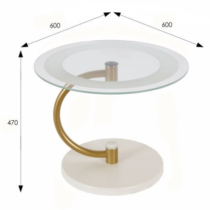 Стол журнальный Дуэт 13Н Золото, слоноая кость / стекло прозрачное_3