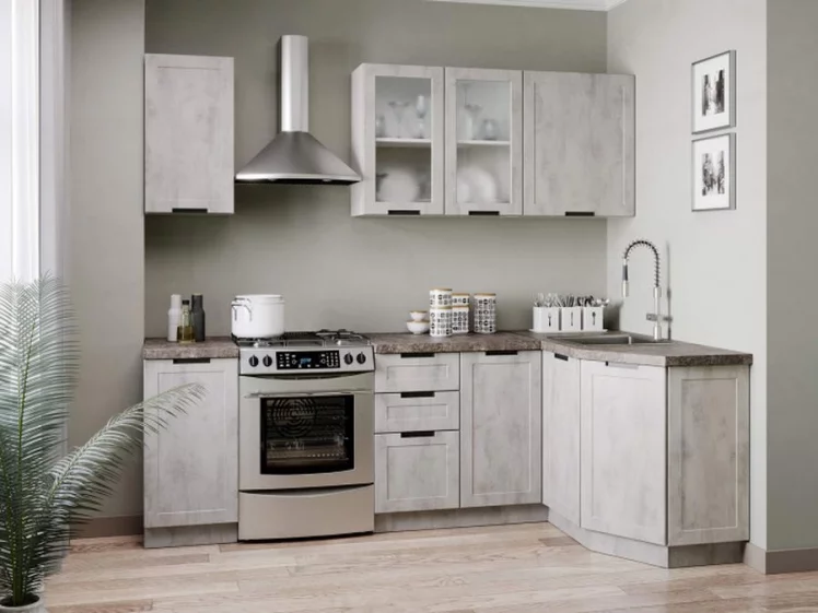 Шкаф кухонный 400 высокий Джамис ЛД 296.420.000.025 Белый Белый камень_2