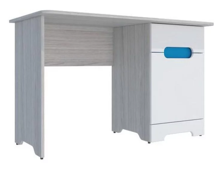 Стол Палермо-3 Юниор Белый глянец Ясень шимо светлый Синий_0