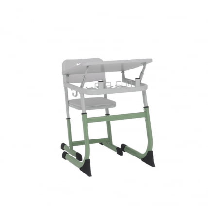 Парта одноместная регулируемая по высоте СМАРТЙ 600х500 с углом наклона столешницы (рост 5-7) Голубой/Серый / SMARTY_2