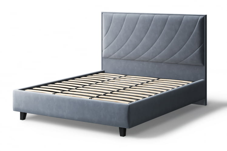 Кровать СОФИЯ 2000*1200мм (на опорах), велюр Бренди лайт 28 (серый), (б/основания, б/матраса)_2