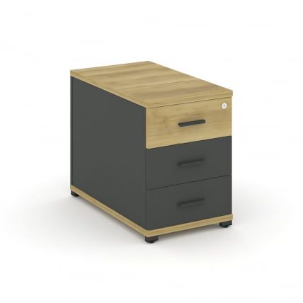 Тумба опорная приставная с 3-мя ящиками CONCEPT CN.TGO-001 B/W Дуб Винченцо Антрацит_0