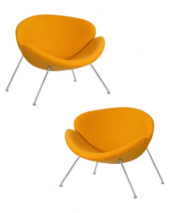 Кресло дизайнерское DOBRIN EMILY (желтая ткань AF13, хромированная сталь) 2 шт_0