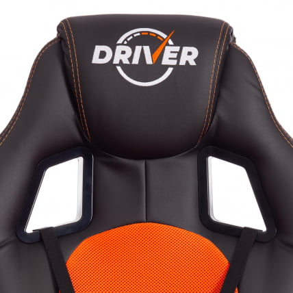 Кресло DRIVER (22) кож/зам/ткань, черный/оранжевый, 36-6/TW-07_7