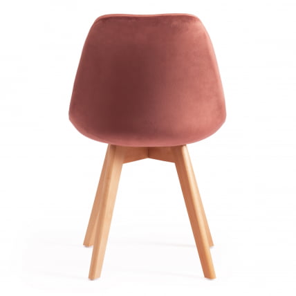 Стул TULIP SOFT (mod. 74) вельвет/дерево , 54 х 47 х 83 см , коралловый (HLR 44)/натуральный_3