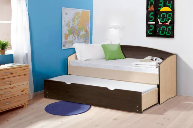 Кровать детская выдвижная Дуб молочный/Венге_0