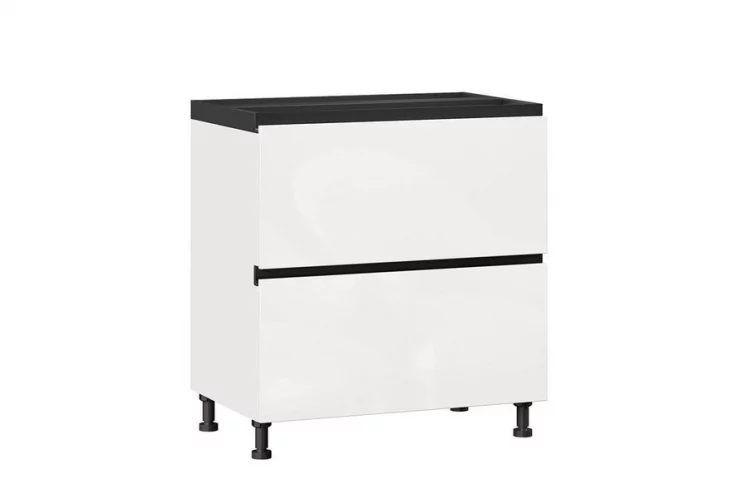 Тумба кухонная 800 с 2 ящиками ЛЮКС (4) Шервуд ЛД 281.940.000.153 Белый Белый глянец_0