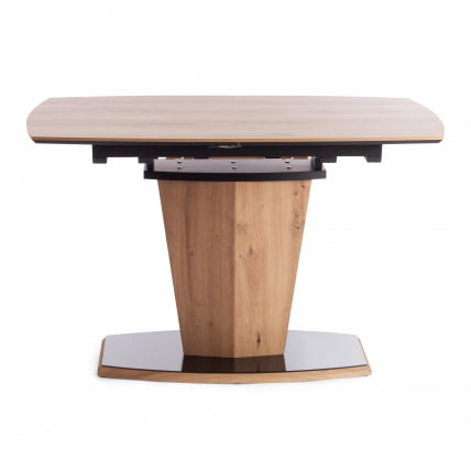 Стол FANCY МДФ HPL/стекло, 120-160х85х75 см, Дуб артисан/Черный_1