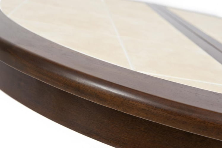 Стол круглый с плиткой раскладной CT 4257 дерево гевея/плитка, 107(145)х107х75см, Темный Дуб, плитка без рисунка_5