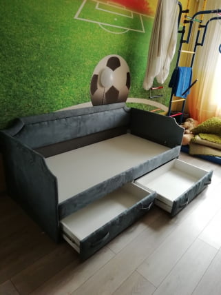 Кровать с мягкой обивкой Кантри ТД-308.12.02 Замша синяя_3