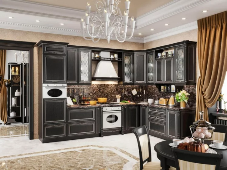 Шкаф кухонный 600 высокий со стеклом Италия ЛД 275.457.000 Черный Дуб темный_2