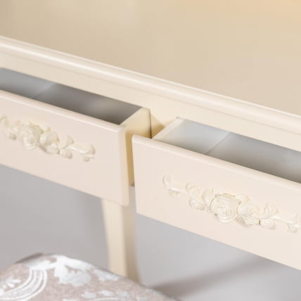 Туалетный столик с зеркалом и табуретом Secret De Maison ARNO ( mod. HX18-263 ) дерево павловния, мдф, 75х40х141см, butter white (слоновая кость)_7