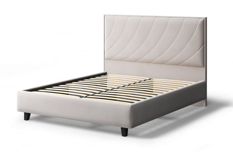 Кровать СОФИЯ 2000*1200мм (на опорах), велюр NEO 02 (бежевый), (б/основания, б/матраса)_1