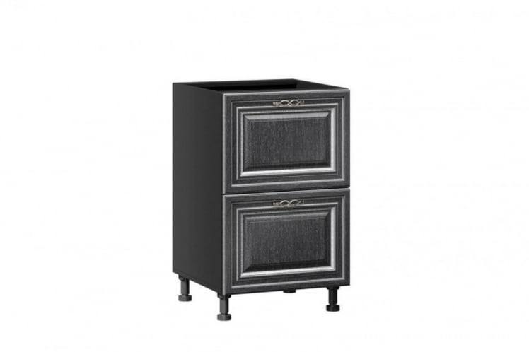 Тумба кухонная 500 с 2 ящиками ЛЮКС (4) Италия ЛД 275.896.000 Черный Дуб темный_0