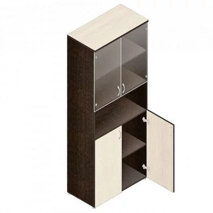 Шкаф для документов с прозрачными стеклами Р.Ш-4СБ дуб молочный_0