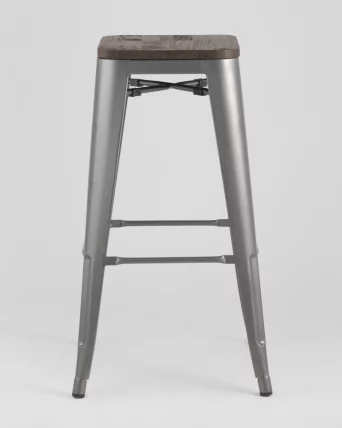 Стул барный TOLIX WOOD Серебристый_2