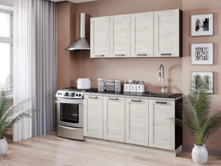 Кухонный гарнитур 2200 Винченца №4 Черный Дуб Крафт белый_0