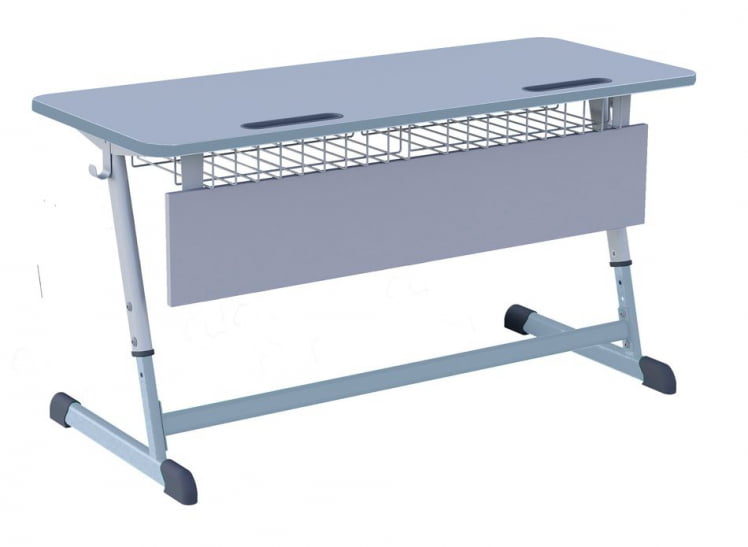 Парта двухместная регулируемая по высоте НОМАД с антивандальной  полиуретановой кромкой (рост 3-7) Серый/Серый / NOMAD_0