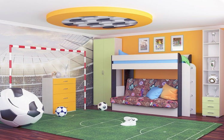 Двухъярусная кровать с диваном Карамель 75 Венге магия Дуб девонширский_2