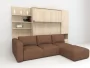 Шкаф-диван-кровать Смарт 1 правый с полкой и пуфом 1600 Венге_218093