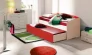 Кровать детская выдвижная Дуб молочный/Красный/Белый матовый_201653